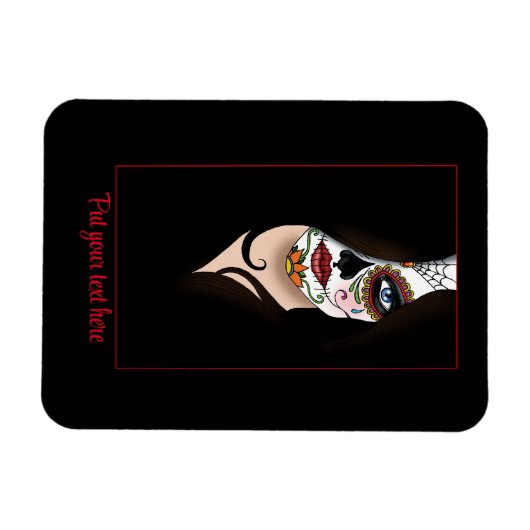 Rosa Sugar Skull Portrait Magnet (Horizontal)