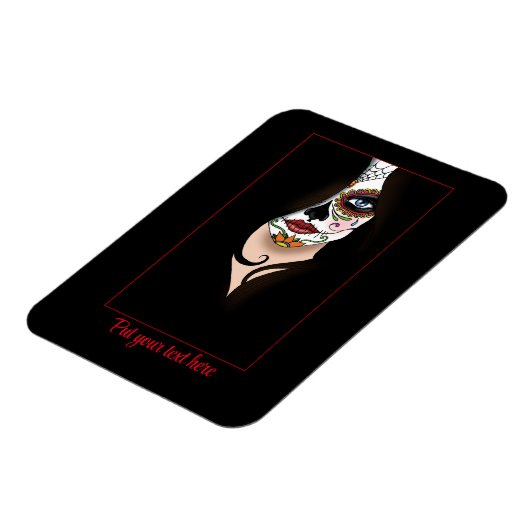 Rosa Sugar Skull Portrait Magnet (Linke Seite)