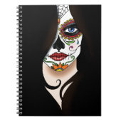 Rosa Sugar Skull Portrait Notizblock (Vorderseite)