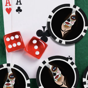 Rosa Sugar Skull Portrait Pokerchips
