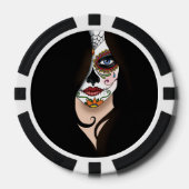 Rosa Sugar Skull Portrait Pokerchips (Vorderseite)