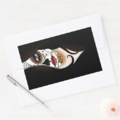 Rosa Sugar Skull Portrait Rechteckiger Aufkleber (Umschlag)