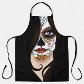 Rosa Sugar Skull Portrait Schürze (Vorderseite)
