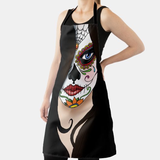 Rosa Sugar Skull Portrait Schürze (InSitu)