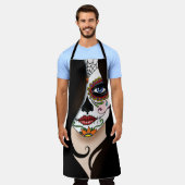 Rosa Sugar Skull Portrait Schürze (Getragen)