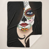 Rosa Sugar Skull Portrait Sherpadecke (Vorderseite)
