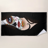 Rosa Sugar Skull Portrait Strandtuch (Vorderseite)