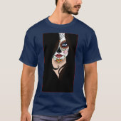 Rosa Sugar Skull Portrait T-Shirt (Vorderseite)