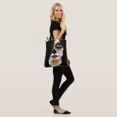 Rosa Sugar Skull Portrait Tasche (Am Model)