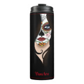 Rosa Sugar Skull Portrait Thermosbecher (Vorderseite)