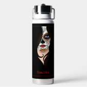 Rosa Sugar Skull Portrait Trinkflasche (Hinten)