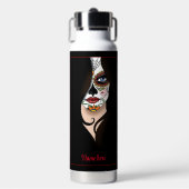 Rosa Sugar Skull Portrait Trinkflasche (Vorderseite)
