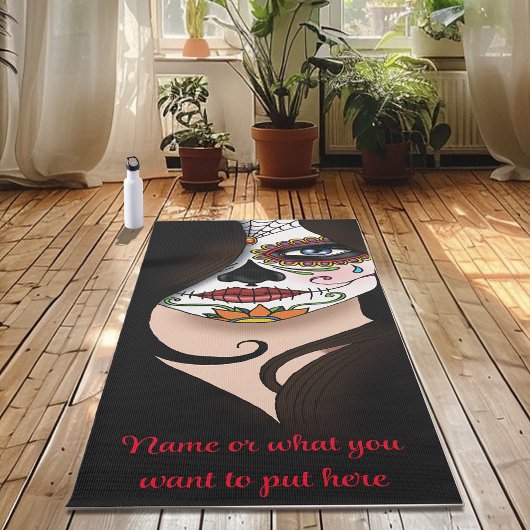 Rosa Sugar Skull Portrait Yogamatte