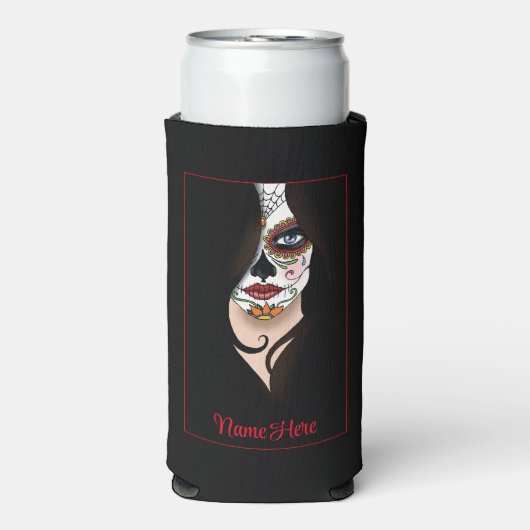 Rosa Sugar SKull Selters Dosenkühler (Seltzer Vorderseite)