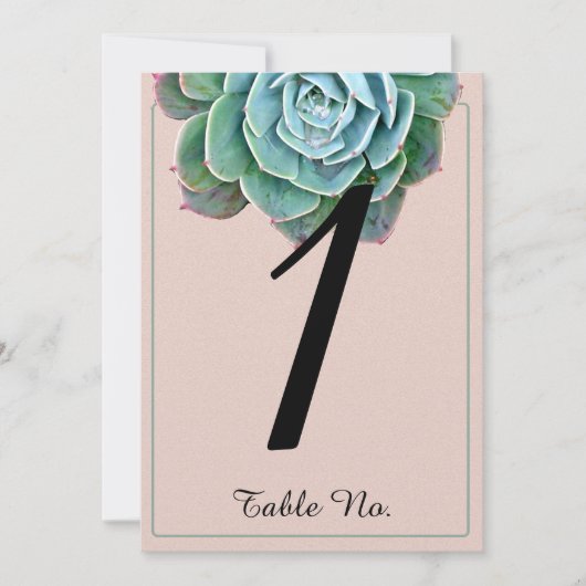 Rosa Sukkulente Hochzeit Tischnummer (Vorderseite)