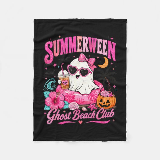 Rosa Summerween süßer Geist tropischer Strandurlau Fleecedecke (Vorderseite)