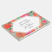 Rosa Sunset Bloom Blumenrahmen Hochzeitsbuch Gästebuch (Ecke)