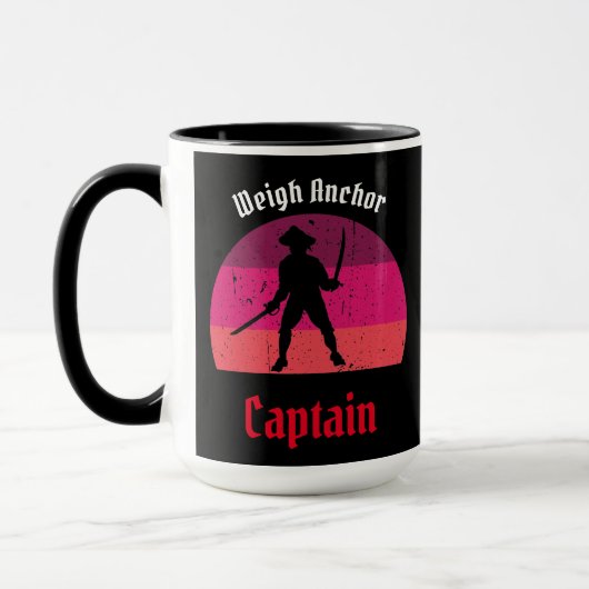 Rosa Sunset Pirate Ship Tasse (Links)