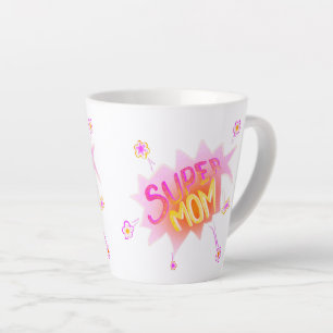Rosa Super-Mama-Blumen-Comic-Blase zum Muttertag Milchtasse