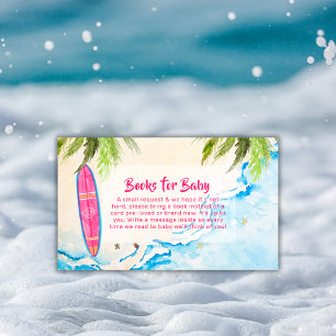 Rosa Surf Plam Baum Strand Bücher Für Baby Shower Begleitkarte