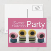 Rosa süße 16 Einladung (Vorne/Hinten)