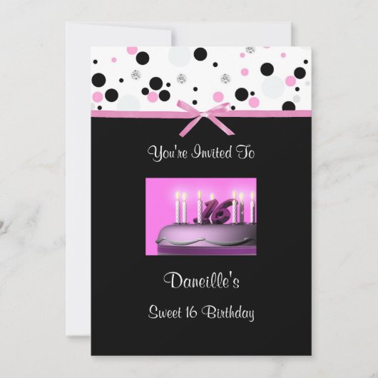 Rosa Süße 16 Kuchen Geburtstagsparty Einladungen (Vorderseite)
