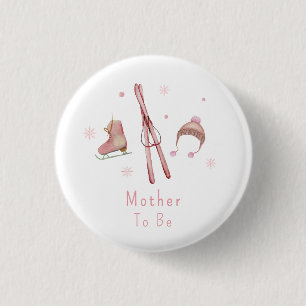 Rosa süße Après Bébé Ski Mother To Be Baby Shower  Button