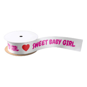 Rosa süße Baby Girl rote Herzen Satinband