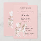 Rosa süße Feenflügel Kleid Einhorn Geburtstag Einladung (Vorne/Hinten)