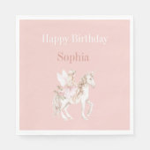 Rosa süße Feenflügel Kleid Einhorn Geburtstag Serviette (Vorderseite)