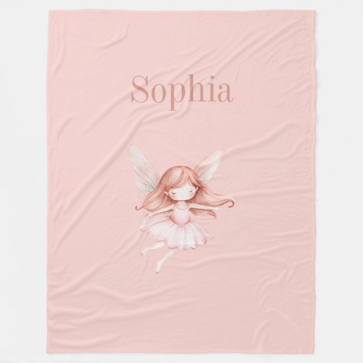 Rosa süße Feenflügel Kleid Fleecedecke (Vorderseite)