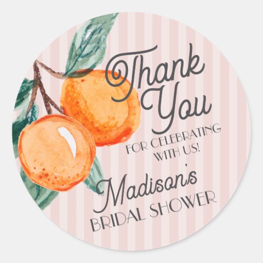 Rosa Süsse Hauptpresse Citrus Brautparty Gefallen Runder Aufkleber (Vorderseite)