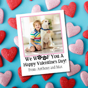 Rosa süße Kinder-Hunde-Foto Klassenzimmer Valentin Mitteilungskarte