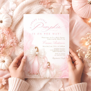 Rosa süße kleine Kürbis Herbst Mädchen Baby Shower Einladung