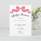 Rosa, süße Krawatte, Bugbabydusche Einladung (Stehend Vorderseite)