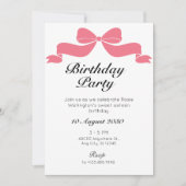 Rosa, süße Krawatte, Schleife Einladung (Vorderseite)