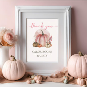 Rosa Süße Kürbis Baby Mädchen Shower Karte Buch Ge Poster