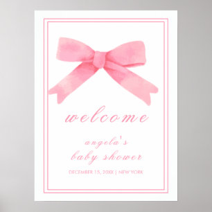 Rosa süße Schleife Mädchen Baby Shower Willkommen Poster