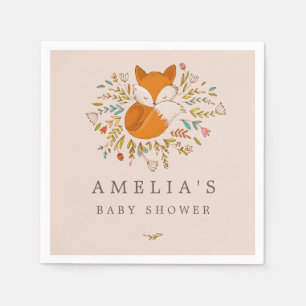 Rosa süße Wald-Fuchs-Baby-Party-Serviette Serviette