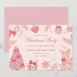 Rosa süße Weihnachtsfeier Einladung