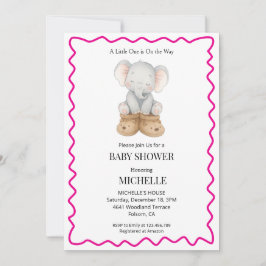 Rosa Süßer Baby Elefant Baby Shower Einladung