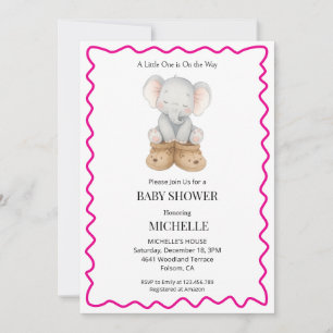 Rosa Süßer Baby Elefant Baby Shower Einladung