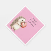 Rosa süßer Igel Herz Tier Geburtstag Serviette (Ecke)