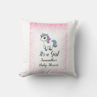 Rosa süßes Wasserfarbe-Einhorn-Baby-Party Kissen