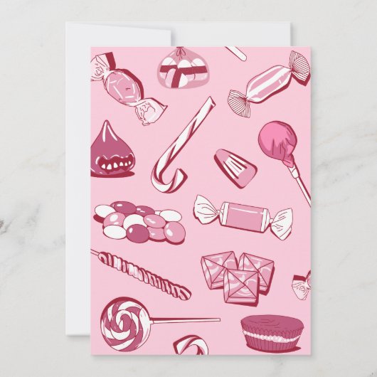 Rosa Süßigkeiten Babydusche Einladung (Rückseite)