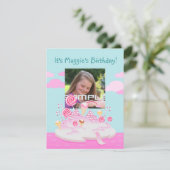 Rosa Süßigkeiten-Weltkuchen zum Geburtstag Einladung (Stehend Vorderseite)