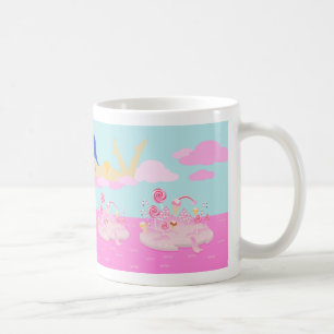 Rosa Süßigkeiten-Weltkuchen zum Geburtstag Kaffeetasse