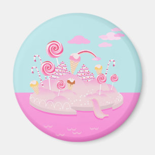 Rosa Süßigkeiten-Weltkuchen zum Geburtstag Magnet