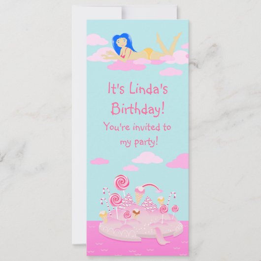 Rosa Süßigkeiten zum Geburtstag Einladung (Vorderseite)