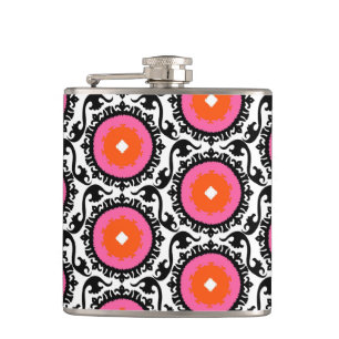 Rosa Suzani Muster Flachmann